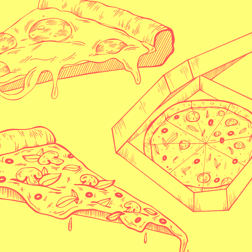 Cartoon pizza slices vector image.
